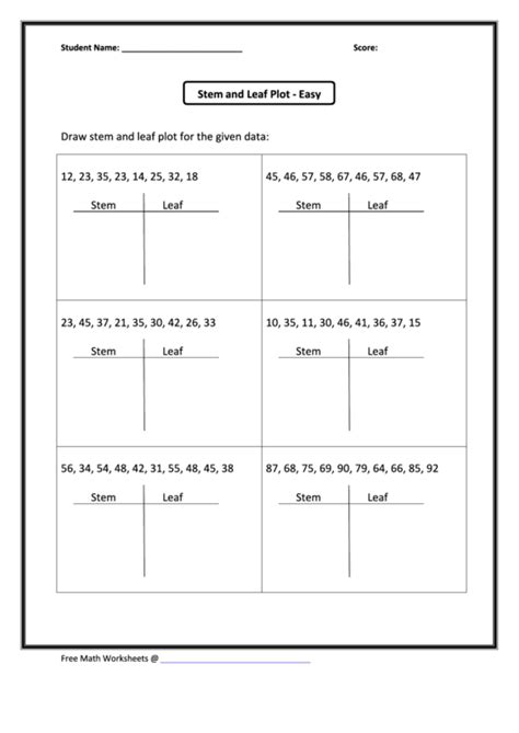 Stem And Leaf Plot Worksheet printable pdf download