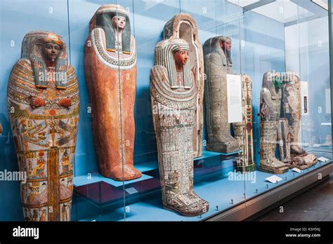 England, London, British Museum, Exhibit of Egyptian Mummies Stock ...