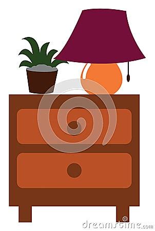 Clipart Of A Nightstand Side Table With Two Drawers For Bedrooms, Vector Or Color Illustration ...
