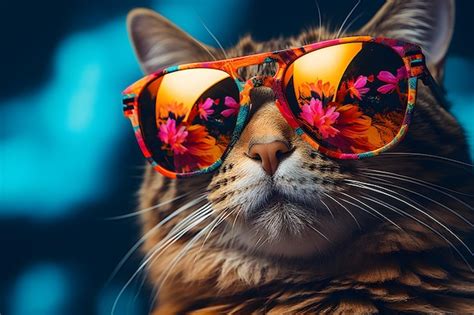 Premium AI Image | Funny cat wearing sunglasses