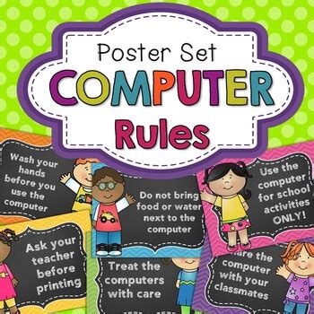 Classroom Computer Rules Posters (Happy Kids) by The Picture Book Cafe