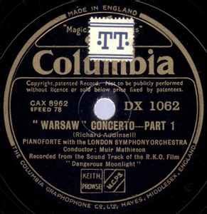 London Symphony Orchestra* conducted by Muir Mathieson . Addinsell* - Warsaw Concerto (1941 ...