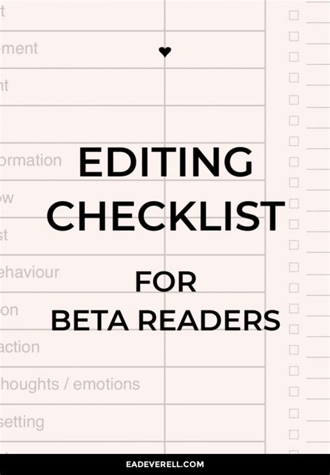 Editing Checklist for Writers & Beta Readers