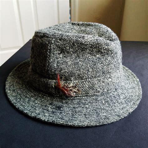 Vtg Irish Tweed Fedora Jonathan Richard Original Walking Hat Wool 7 3/8 Capper # ...