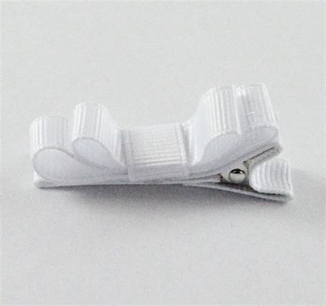 Tiny Bow Hair Clip White by GumptionAccessories on Etsy