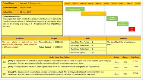 One Page Project Status Report Template (4) - TEMPLATES EXAMPLE | TEMPLATES EXAMPLE | Manajemen ...