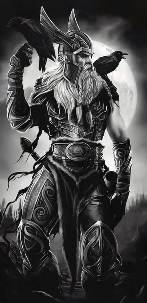 Odin and his ravens, god, man, myth, norse god, note 8, warrior, HD ...