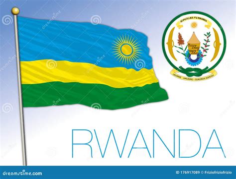 Rwanda Official National Flag and Coat of Arms, Africa Stock Vector - Illustration of monkey ...