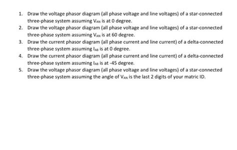 Solved 1. Draw the voltage phasor diagram (all phase voltage | Chegg.com