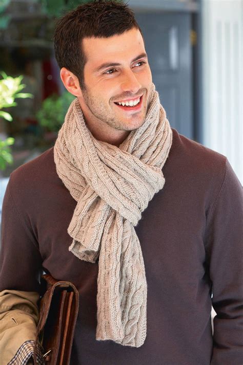 Mens Cable Scarf Knitting Pattern | The Knitting Network