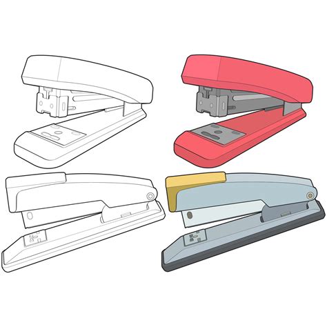 Set of stapler in vector art style, isolated on white background ...