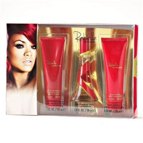 Rihanna Rebelle 3 Piece Perfume Gift Set 1oz Perfume 3oz Gel Wash 3oz ...