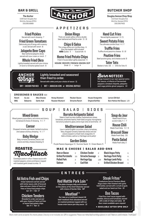 Meat Market (The Anchor Meat Market) menu in Wichita, Kansas, USA