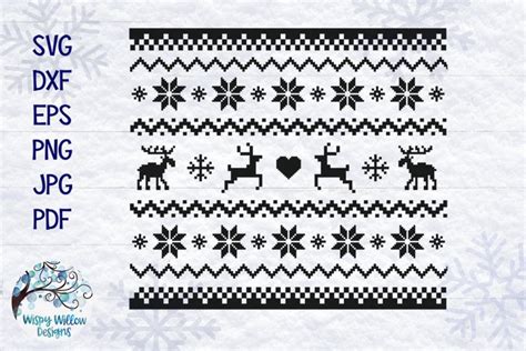 Ugly Christmas Sweater Pattern SVG | Winter Shirt Cut File