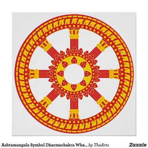 Ashtamangala Symbol Dharmachakra Wheel of Dharma Poster | Zazzle.com | Buddhist symbols, Dharma ...