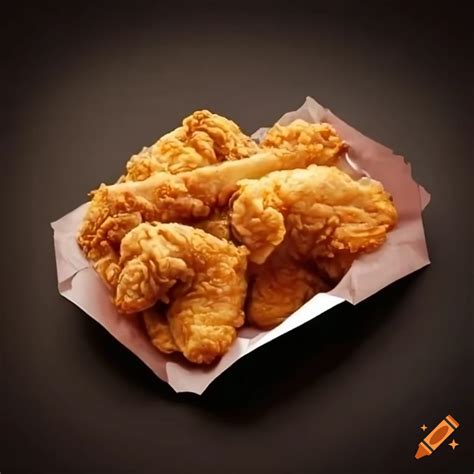 Delicious fried chicken in a paper tray on Craiyon