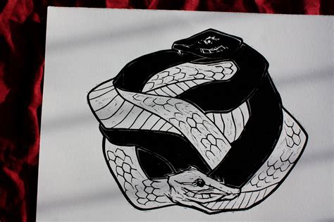 animal animals creation harmony ink lino linocut linoprint magic print printing snake snakes ...