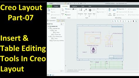 #07 Creo Layout Tutorial- Insert and Table Editing Tools in Creo Layout ...