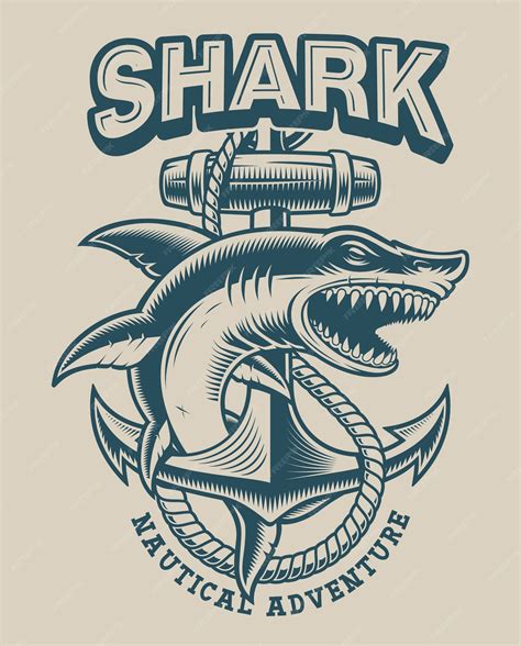 Premium Vector | illustration of a shark with anchor in vintage style. Perfect for logos, shirt ...