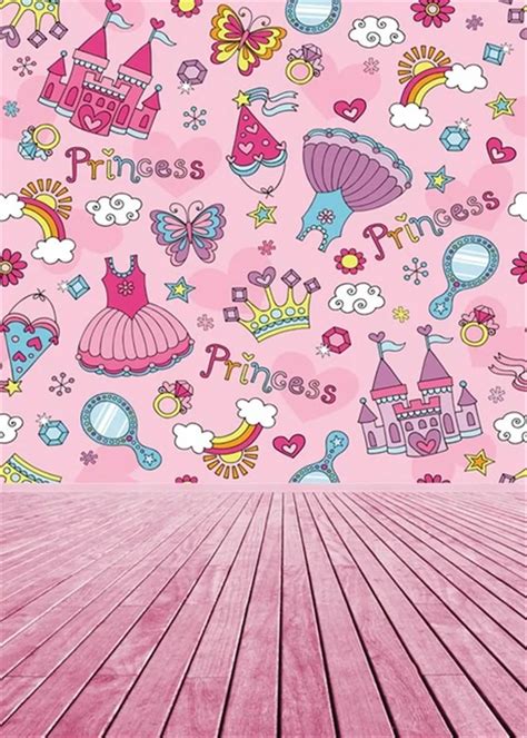 Princess Pink Birthday Backdrop Cloth For Baby Girl Photography 5x7ft ...