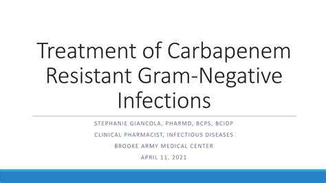 Treatment of Carbapenem Resistant Gram Negative Infections - DocsLib