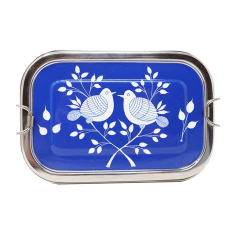 Bento Lunch Box 'Bird Song' in Green or Blue | Pretty Tiffin