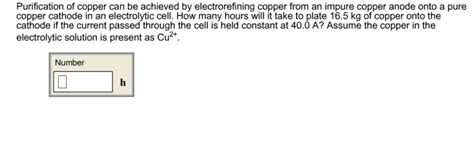 Solved Purification of copper can be achieved by | Chegg.com