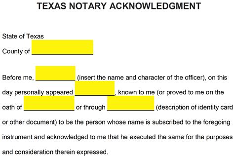 Printable Notary Forms Texas