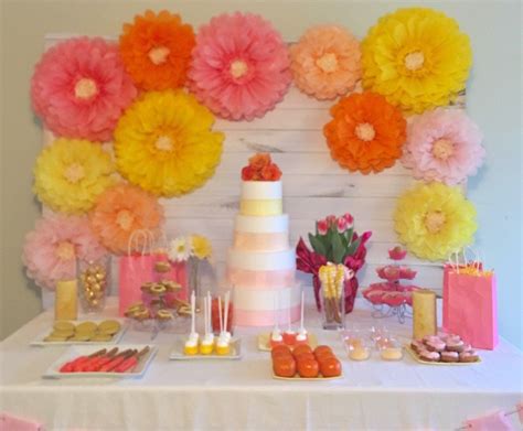 Giant paper flower backdrop in pink, orange and yellow, for baby or ...