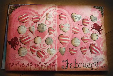 February Art Journal Calendar by summerthyme64 at Splitcoaststampers