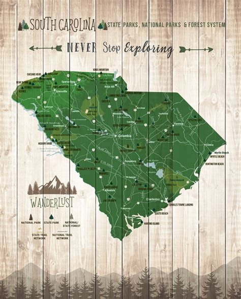 South Carolina State Parks Map South Carolina Art Parks and - Etsy