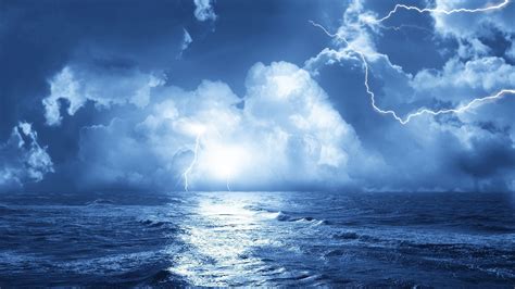 Wallpaper : lightning, sea, storm, clouds, waves, elements, category ...