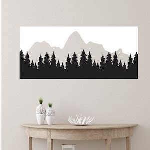 Mountain and Forest Silhouette Metal Wall Art / Mountain Metal Sign / Mountain Wall Decor ...