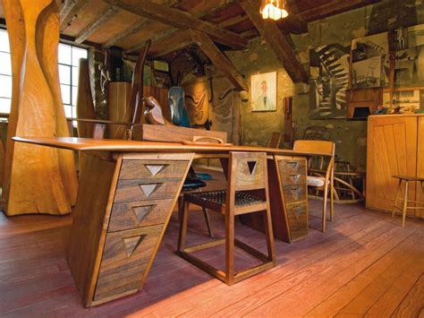 Wharton Esherick desk inspired by a sawhorse table witnessed at an artists' cooperative show in ...