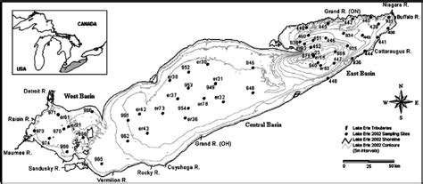 Western Basin Lake Erie Depth Map