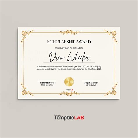 Scholarship Award Certificate Template Free