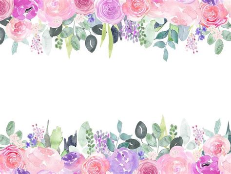 Watercolor Floral Clip Art, Pink and Purple Rose Flower Frames, Jewel ...