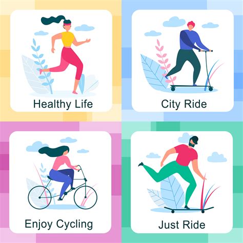 Set of Healthy Lifestyle Outdoors Activities 664681 Vector Art at Vecteezy