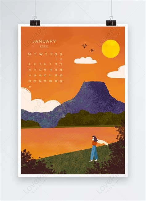 January calendar landscape cartoon poster template image_picture free download 466833289_lovepik.com