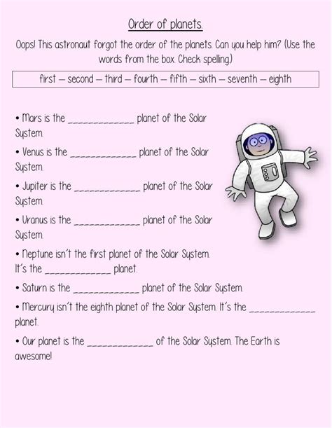 Order of planets 431676 | EricSacco | LiveWorksheets