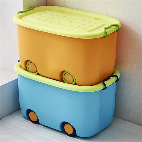 plastic storage bins Wheels Plastic Portable Function Storage Box For Collection Clothes Toys