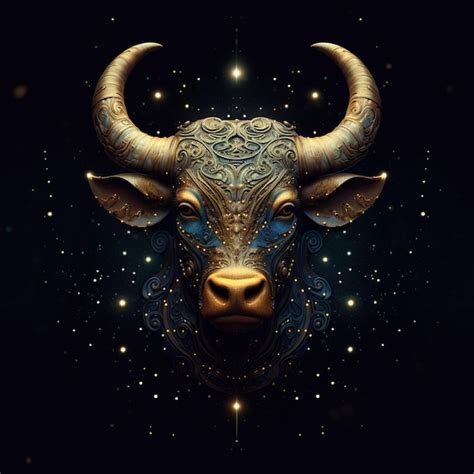 Premium AI Image | zodiac sign of the bull with golden horns and a star ...