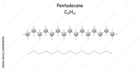 Stylized molecule model/structural formula of the hydrocarbon pentadecane. Stock Vector | Adobe ...