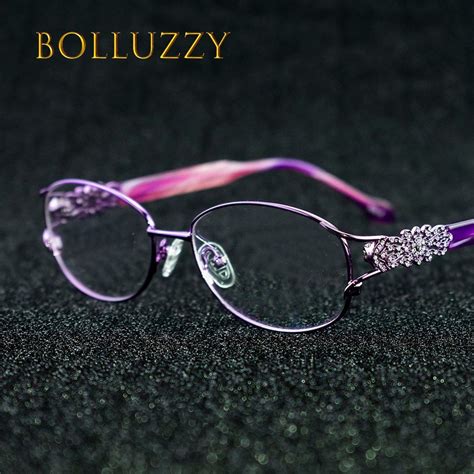 Women's Degree Eyeglasses Frame with Diamonds Rhinestone Golden Hollow Out Optical Eyeglas ...