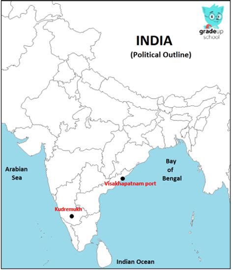 Two features A and B are marked on the given political map of India. Identify them with the help ...