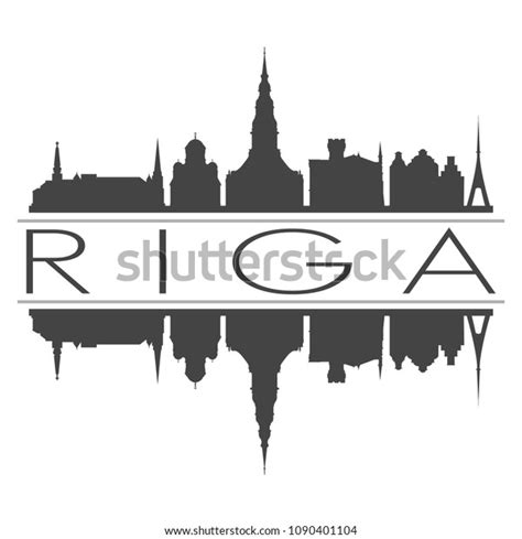 Riga Latvia Skyline Vector Art Mirror Stock Vector (Royalty Free ...