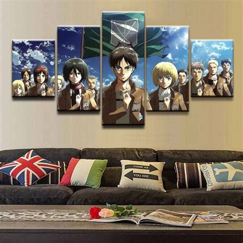 5 Panel Anime Attack on Titan Characters Poster Home Decor Canvas | Anime decor, Anime room, Art ...