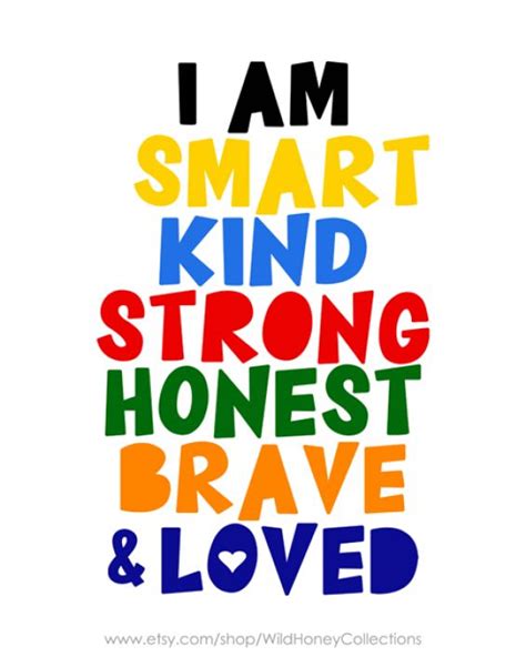 I am smart kind strong honest brave & loved; etsy; printable wall art; printable quote; Wild Hon ...