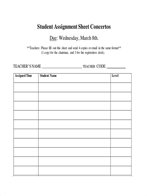 Assignment Sheet - 12+ Examples, Format, Pdf