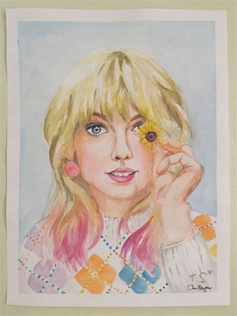 Taylor Swift portrait (Lover album) Watercolor Painting, Hobbies & Toys, Stationary & Craft, Art ...
